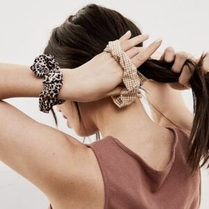 New With Tags Ashiana London‎ Brunch Scrunchies (in Tan Gingham & Mocha Leopard)